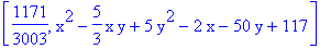 [1171/3003, x^2-5/3*x*y+5*y^2-2*x-50*y+117]